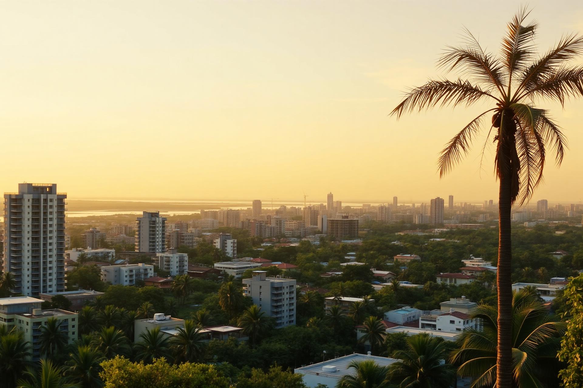 Accra skyline at golden hour